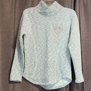 Cozy Mock Neck Pullover Sweatshirt in Light Aqua